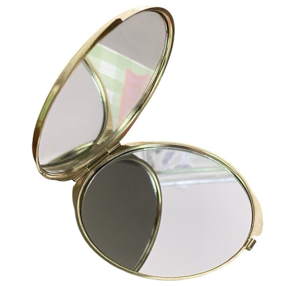 NEW Compact Magnifying Mirror Pink Happy Face Makeup Cosmetic Folding Portable - Picture 2 of 2